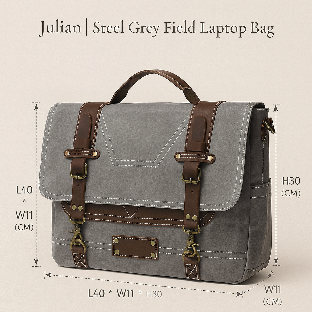 Julian | Steel Grey Field Messenger Bag