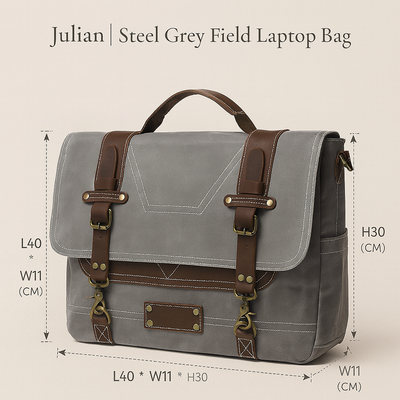 Julian | Steel Grey Field Messenger Bag