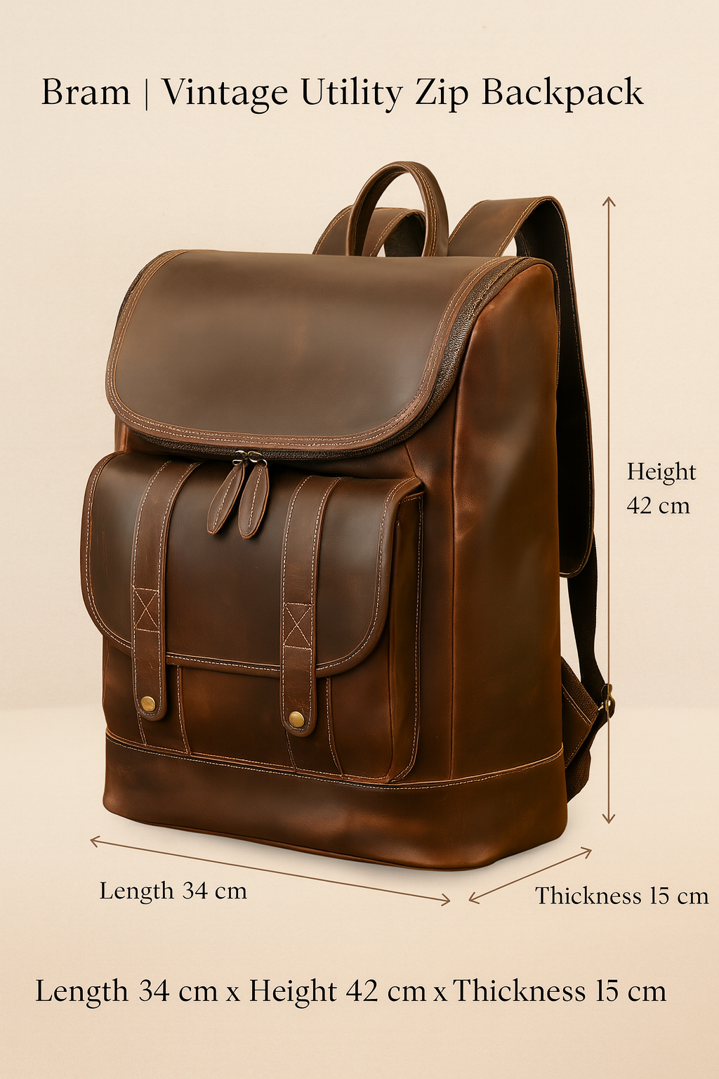 Bram | Vintage Utility Zip Backpack