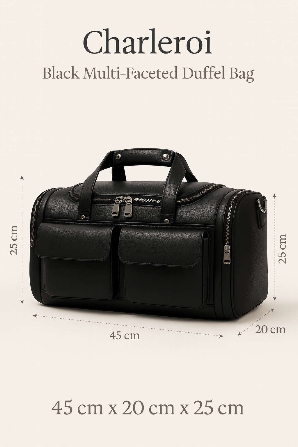 Charleroi | Black Multi-Faceted Duffel Bag
