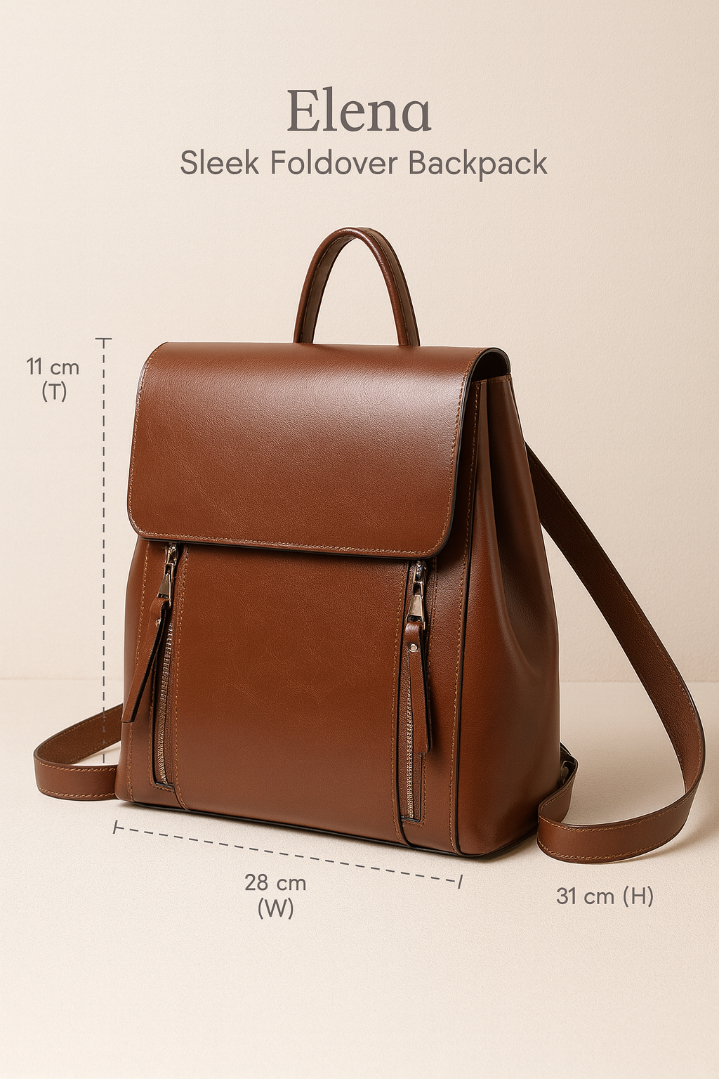 Elena | Sleek Foldover Backpack