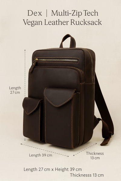 Dex | Multi-Zip Tech Vegan Leather Rucksack